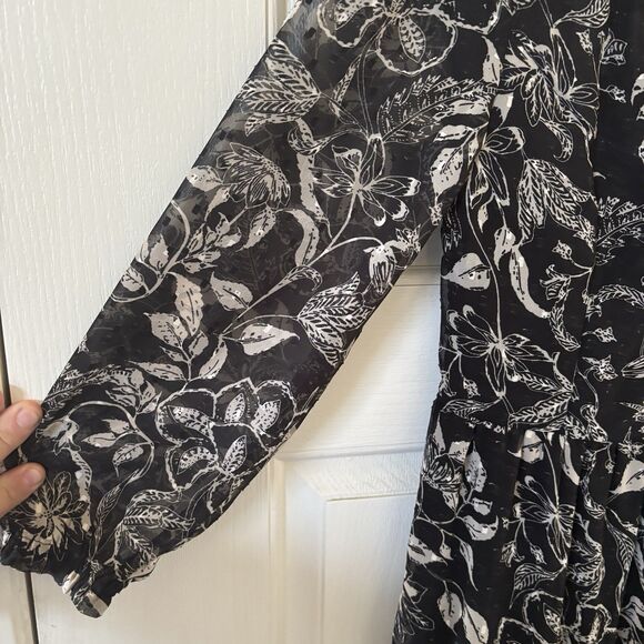 Dark Romantic Bohemian Womens Tiered Midi Dress Black S Floral Indie Concert‎ - Picture 5 of 14